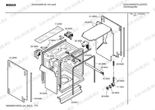 Схема №5 SGG3305EU Office с изображением Крышка для посудомойки Bosch 00265254