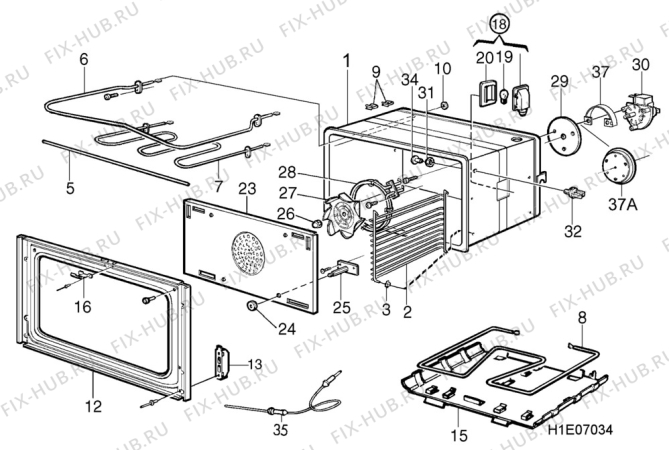 Взрыв-схема комплектующей Electrolux EK6171A - Схема узла H10 Main Oven Cavity (large)