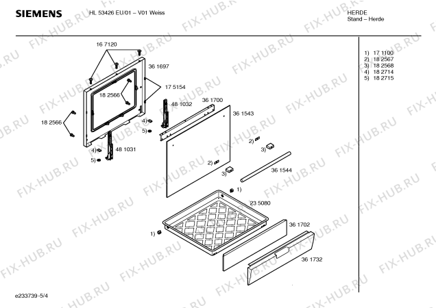 Взрыв-схема плиты (духовки) Siemens HL53426EU - Схема узла 04