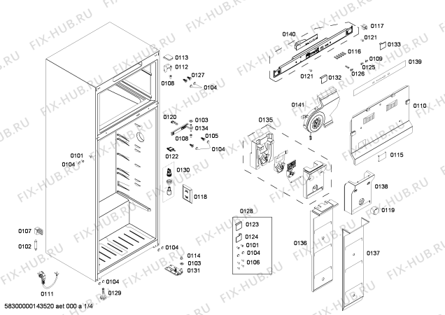 Схема №4 P1KNT3600B с изображением Дверь морозильной камеры для холодильника Bosch 00248871