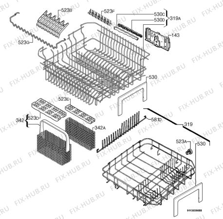 Взрыв-схема посудомоечной машины Zanussi ZDF601S - Схема узла Basket 160