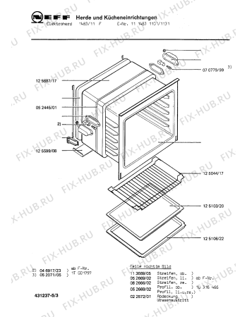 Взрыв-схема плиты (духовки) Neff 1114831131 1483/11F - Схема узла 03