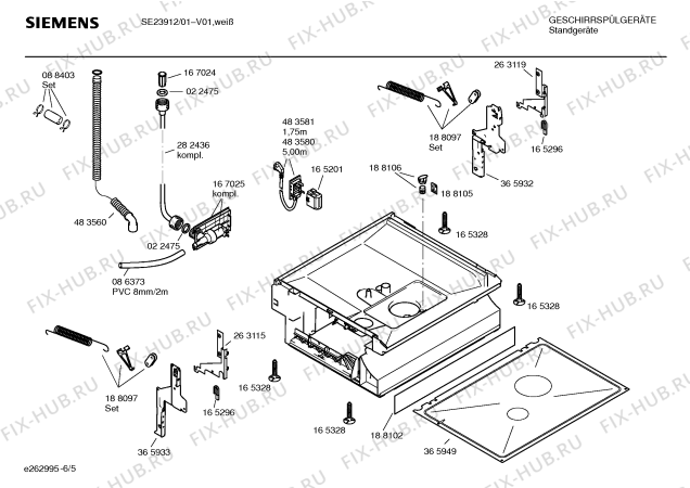 Взрыв-схема посудомоечной машины Siemens SE23912 - Схема узла 05
