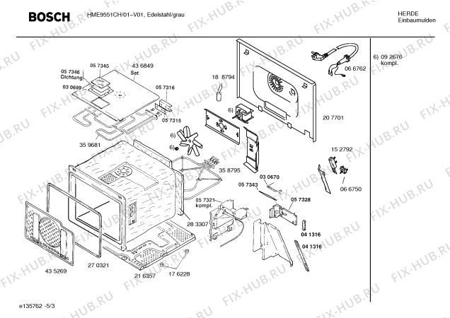 Взрыв-схема микроволновой печи Bosch HME9551CH - Схема узла 03