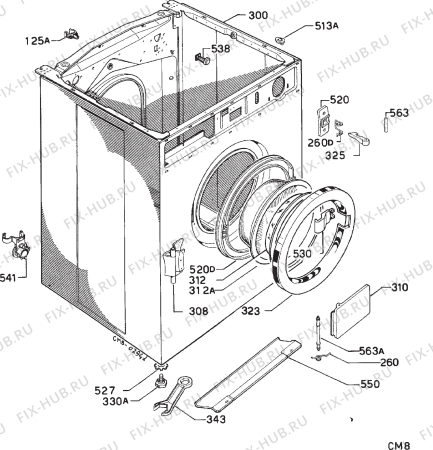 Взрыв-схема стиральной машины Zanussi ZWD1050TURBO - Схема узла Cabinet + armatures