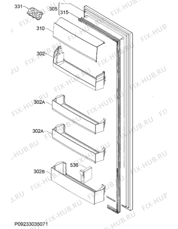 Взрыв-схема холодильника Electrolux ERN2300AOW - Схема узла Door 003