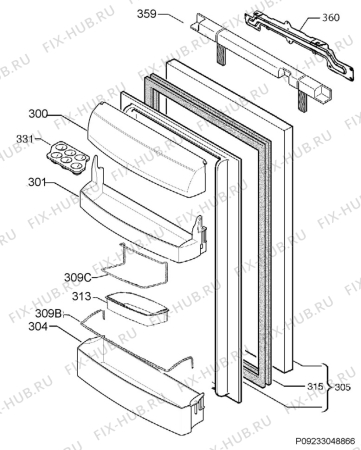 Взрыв-схема холодильника John Lewis JLBIUCFR07 - Схема узла Door