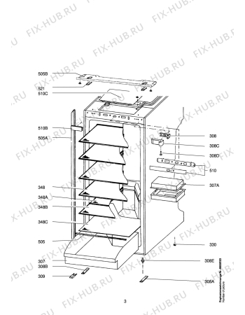 Взрыв-схема холодильника Elektra Bregenz KI241-1I - Схема узла Housing 001