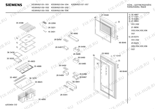 Взрыв-схема холодильника Siemens KS39V621 - Схема узла 02