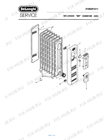 Схема №1 H290510M с изображением Инструкция по эксплуатации для электрообогревателя DELONGHI 573894
