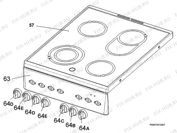 Взрыв-схема плиты (духовки) Electrolux EKV5603 - Схема узла Section 4