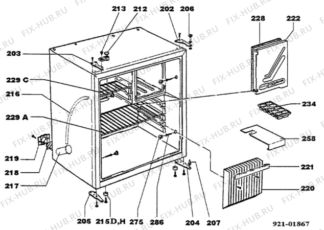 Взрыв-схема холодильника Unknown RM4200 - Схема узла C20 Cabinet  B