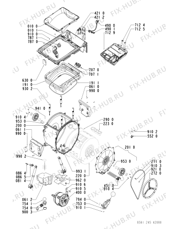 Взрыв-схема стиральной машины Whirlpool AWT 2458 - Схема узла