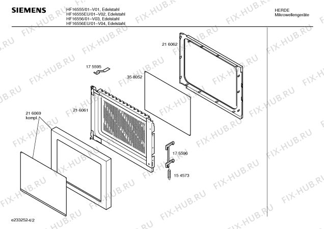 Взрыв-схема микроволновой печи Siemens HF16556EU - Схема узла 02