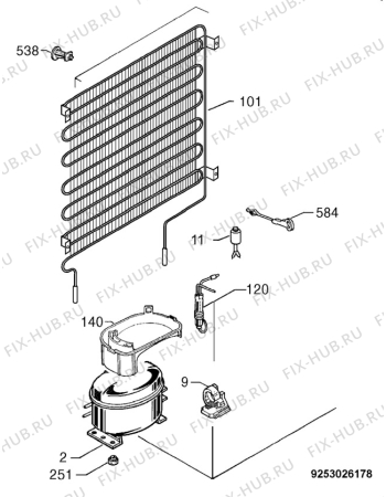 Взрыв-схема холодильника Rex Electrolux RRD18301W - Схема узла Cooling system 017