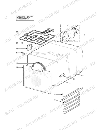 Взрыв-схема плиты (духовки) Electrolux EOS5330RX - Схема узла H10 Main Oven Cavity (large)