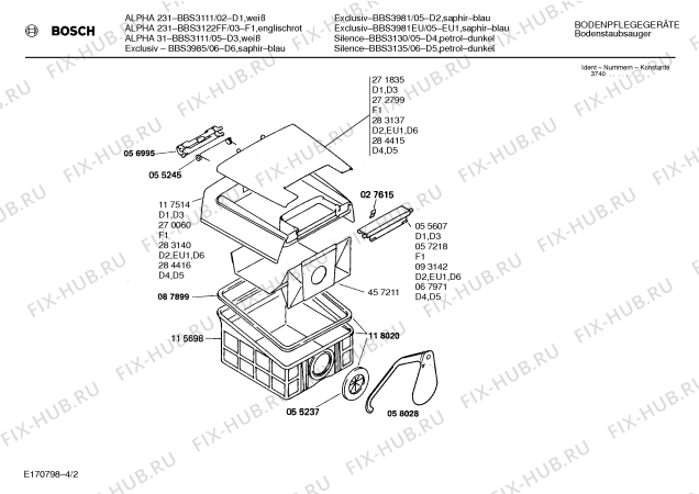 Схема №4 BBS3981EU exclusiv с изображением Верхняя часть корпуса для пылесоса Bosch 00283139