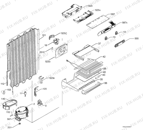 Взрыв-схема холодильника Electrolux SG254N11 - Схема узла Cooling system 017