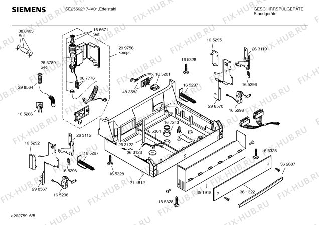 Взрыв-схема посудомоечной машины Siemens SE25562 - Схема узла 05