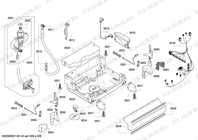 Взрыв-схема посудомоечной машины Bosch SMS86M22DE - Схема узла 05