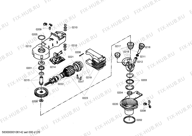 Взрыв-схема кухонного комбайна Bosch MUM4701 ProfiMixx47 electronic - Схема узла 02