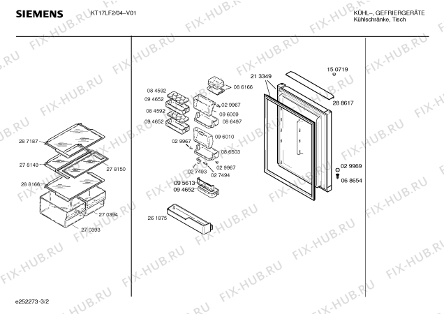 Схема №3 KT17LF2 с изображением Дверь для холодильной камеры Siemens 00213349