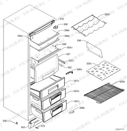 Взрыв-схема холодильника Electrolux ENA38511X - Схема узла Housing 001