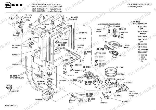 Схема №4 S4132N1 SI39 с изображением Панель для посудомойки Bosch 00288053