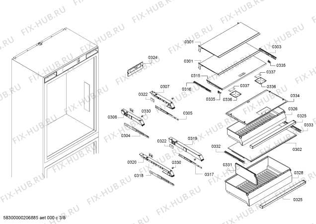 Схема №6 RB472704, Gaggenau с изображением Испаритель для холодильной камеры Bosch 00776842