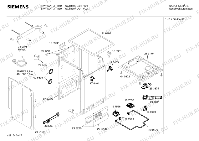 Схема №2 WXT850PL Siemens SIWAMAT XT 850 с изображением Инструкция по эксплуатации для стиралки Siemens 00529369