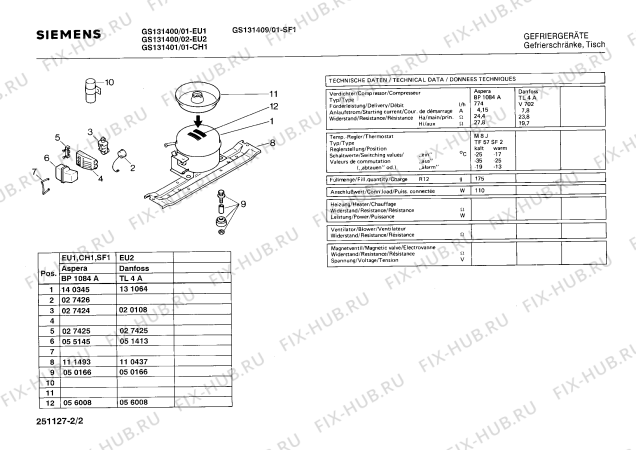 Схема №2 GS131400 с изображением Клапан для холодильника Siemens 00119210