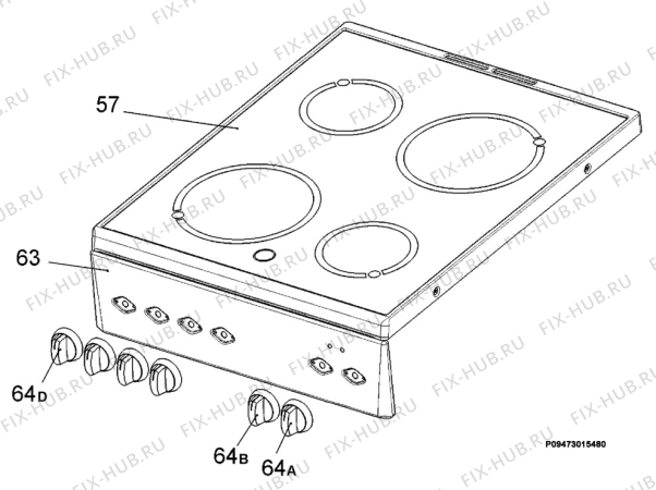 Взрыв-схема плиты (духовки) Electrolux EKC5050 - Схема узла Section 4