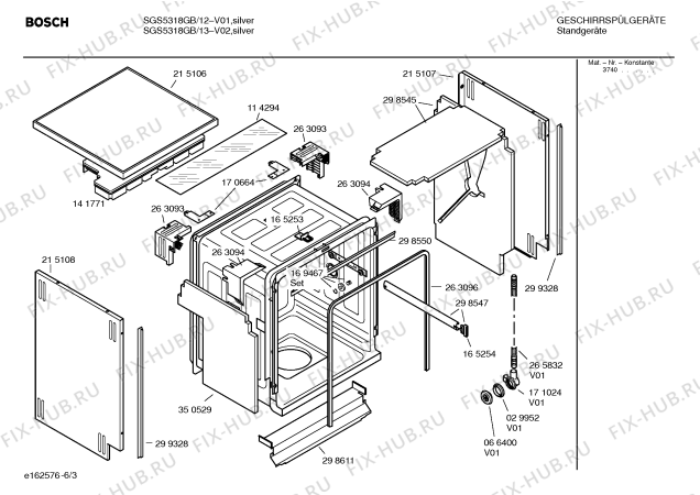 Взрыв-схема посудомоечной машины Bosch SGS5318GB - Схема узла 03