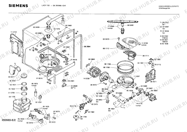 Взрыв-схема посудомоечной машины Siemens SN781045 - Схема узла 02
