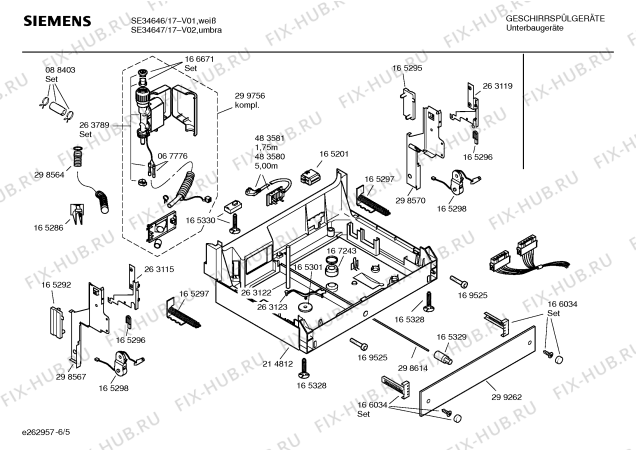 Взрыв-схема посудомоечной машины Siemens SE34647 Extraklasse - Схема узла 05