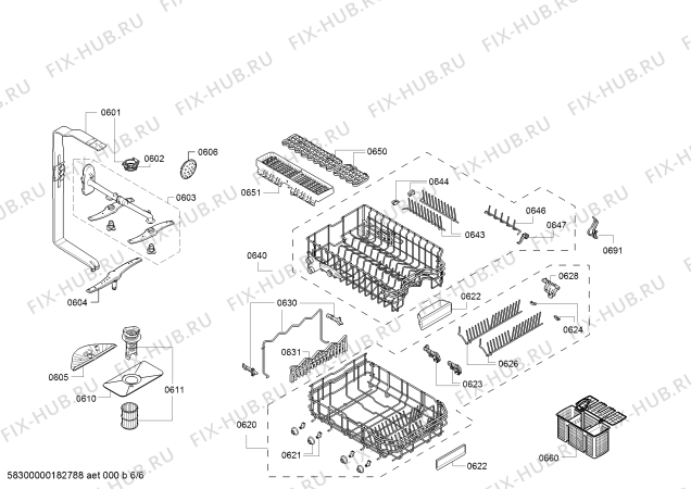 Взрыв-схема посудомоечной машины Bosch SPU53M02SK, Silence Plus - Схема узла 06