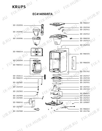 Схема №1 EC313050/87A с изображением Держатель фильтра для кофеварки (кофемашины) Krups SS-202918