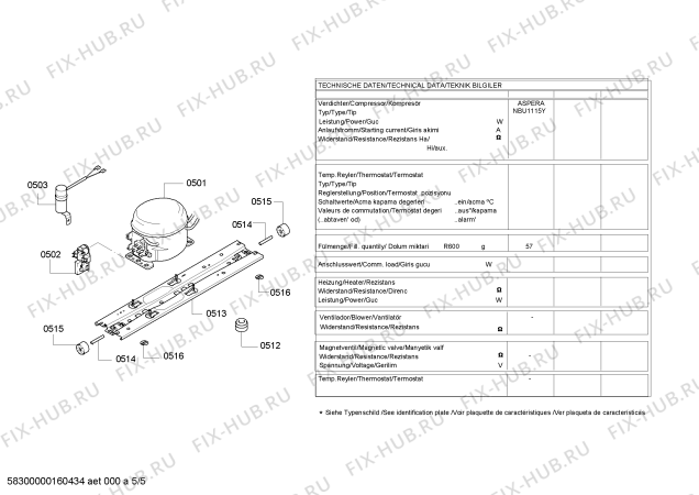 Взрыв-схема холодильника Bosch KGN57AI50I - Схема узла 05