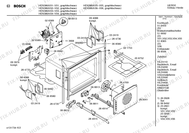 Схема №3 HEN386A с изображением Инструкция по эксплуатации для плиты (духовки) Bosch 00516679