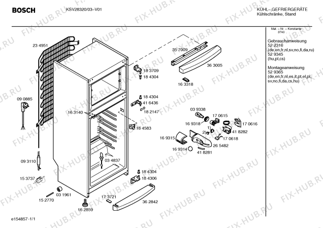 Схема №3 KSV28320 с изображением Инструкция по эксплуатации для холодильника Bosch 00529345