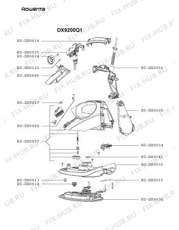 Схема №1 DX9200Q1 с изображением Рукоятка для утюга (парогенератора) Rowenta RS-DX0057