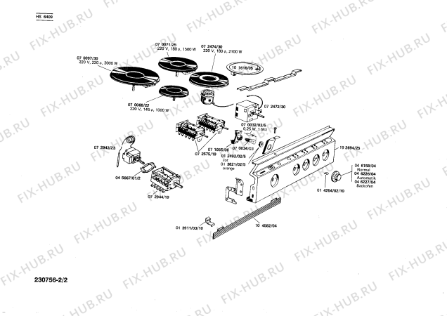 Взрыв-схема плиты (духовки) Siemens HS6409 - Схема узла 02