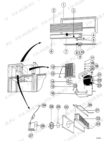 Взрыв-схема холодильника Electrolux BSK1400 - Схема узла Functional parts