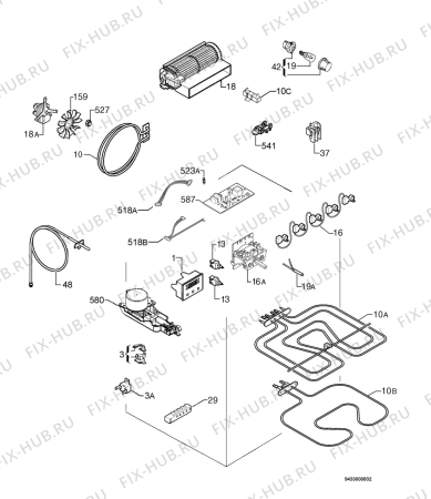 Взрыв-схема плиты (духовки) Electrolux EKM70571X - Схема узла Electrical equipment 268