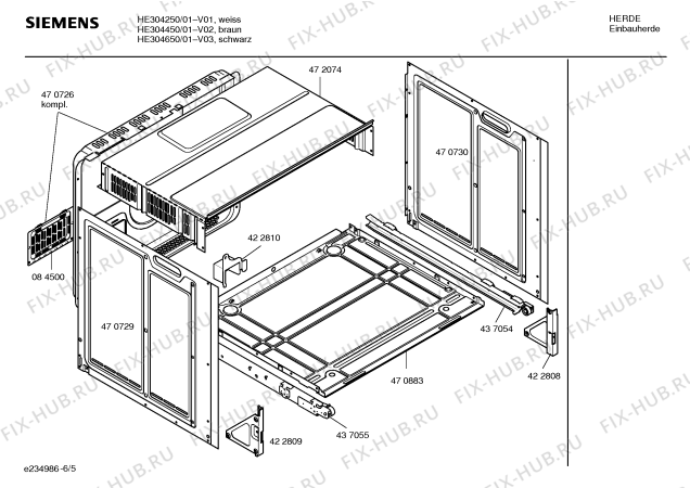 Взрыв-схема плиты (духовки) Siemens HE304650 - Схема узла 05