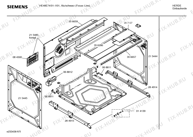 Схема №5 HE48E74 с изображением Инструкция по эксплуатации для духового шкафа Siemens 00526800