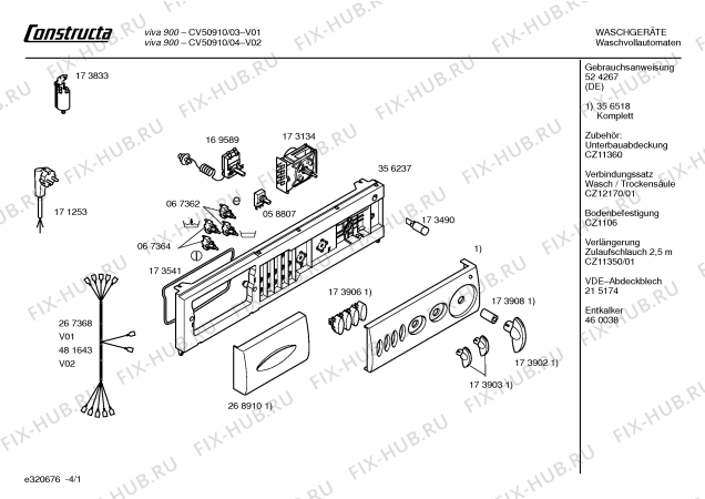 Схема №3 CV50910 Constructa VIVA 900 с изображением Кабель для стиралки Bosch 00481643