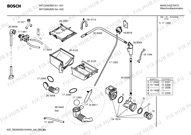 Схема №4 WFO2062ME Maxx WFO 2062 с изображением Инструкция по эксплуатации для стиральной машины Bosch 00592671