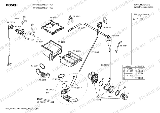 Схема №4 WFO2062ME Maxx WFO 2062 с изображением Таблица программ для стиралки Bosch 00592673