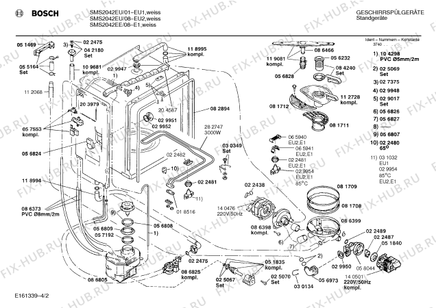 Взрыв-схема посудомоечной машины Bosch SMS2042EE - Схема узла 02